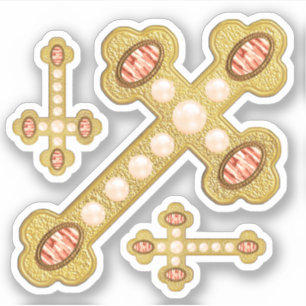 Adesivo Cruzes Amigas com Águas Vermelhas e Pérolas Faux