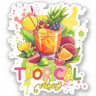 Adesivo Cubos Tropicais - Frutas de Aquarelas do Verão Vib