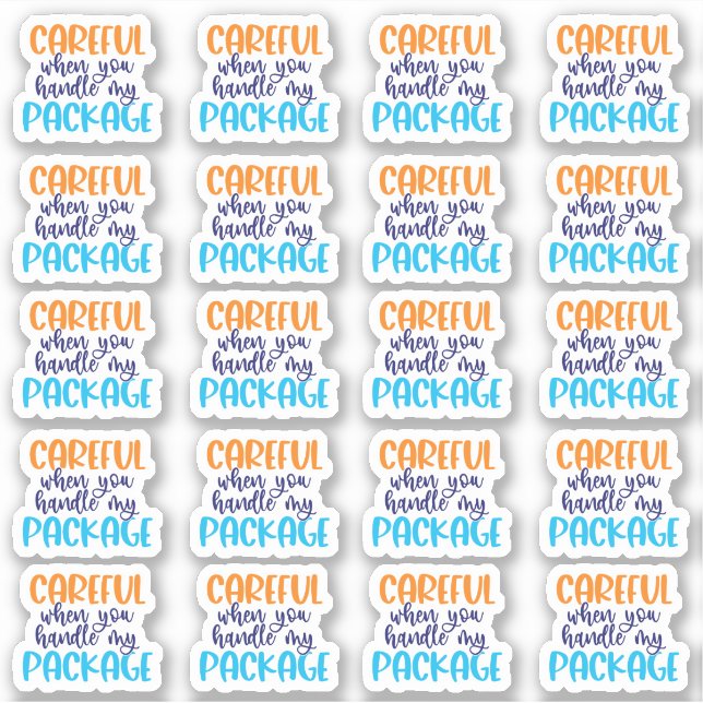 Adesivo Cuidado ao manusear o meu pacote - vinil Sticker (Frente)