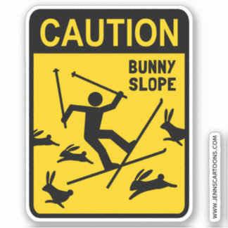 Adesivo Cuidado Bunny Slope Esquiar Humor Engraçado Skier