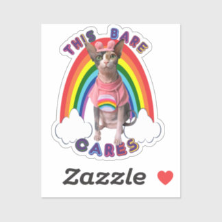 Adesivo Cuidado Orgulho Bare Sphynx Cat Rainbow Sticker