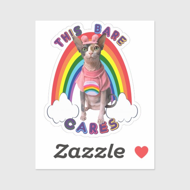 Adesivo Cuidado Orgulho Bare Sphynx Cat Rainbow Sticker (Folha)