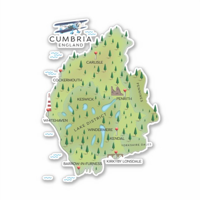 Adesivo Cumbria England Map poster de viagens. (Frente)