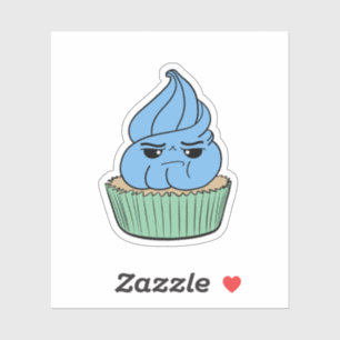 Adesivo Cupcake Azul Mal-Humorado