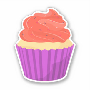Adesivo Cupcake de aspersão roxa-branca decorada