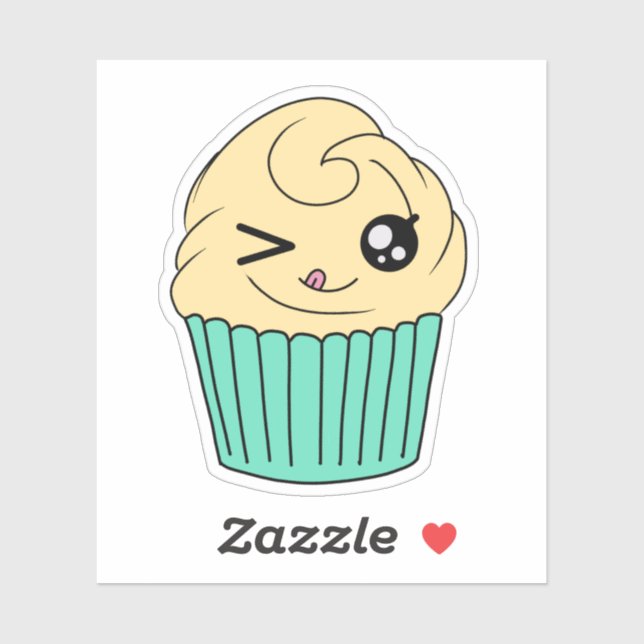 Adesivo Cupcake de Baunilha Piscando (Folha)