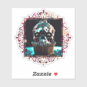 Adesivo Cupcake de Caveira de Clocagem