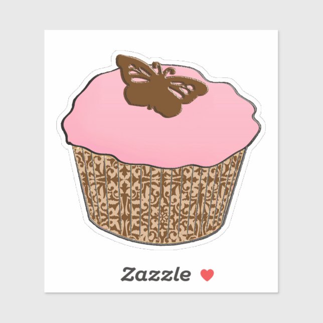 Adesivo Cupcake de Fosco Rosa de Morango (Folha)