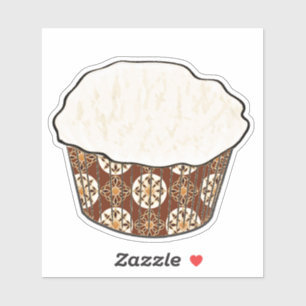 Adesivo Cupcake do coco, envoltório castanho chocolate