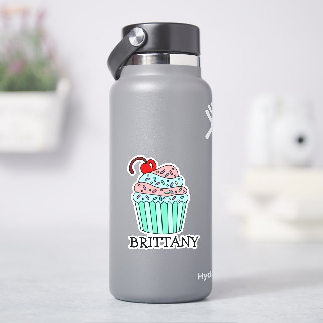 Adesivo Cupcake e nome personalizados do desenho animado (HidroFlask)