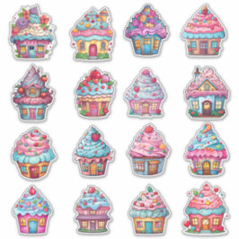 Adesivo Cupcake House 16 Pack