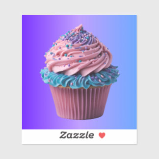 Adesivo Cupcake rosa e azul no gradiente