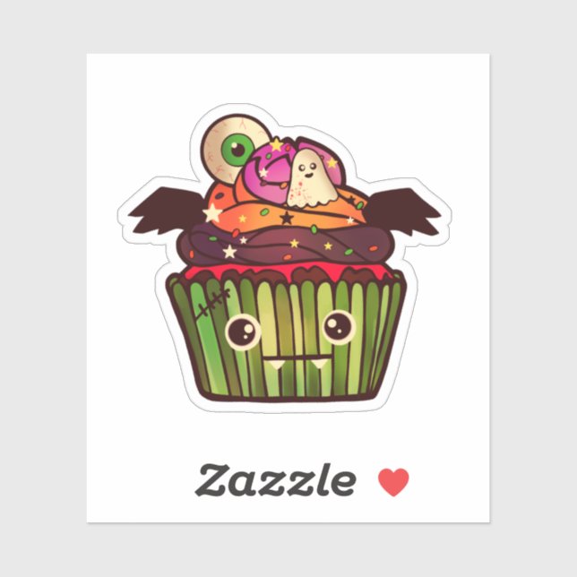 Adesivo Cupcake Spooky Halloween (Folha)