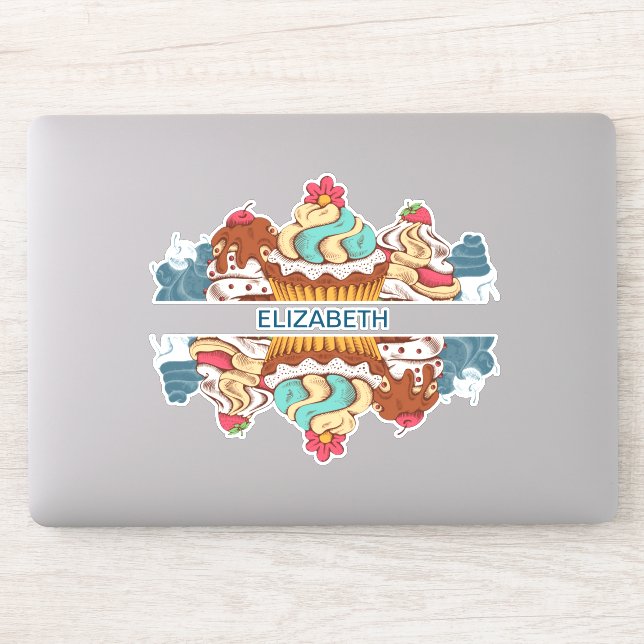 Adesivo Cupcakes de Estilo Retro Deserto Doce (Computador)