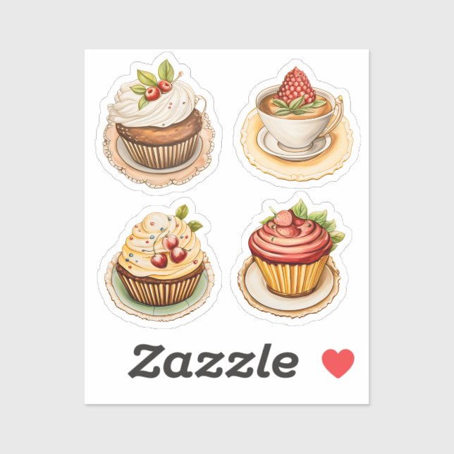 Adesivo Cupcakes e xícaras 13 (Folha)