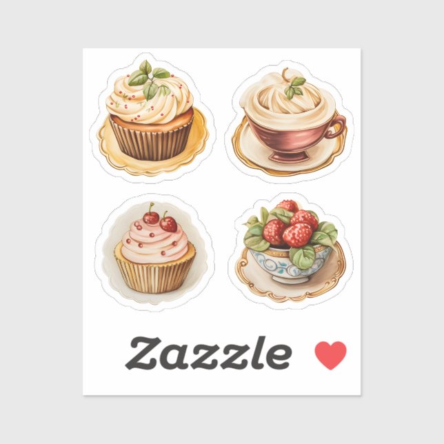 Adesivo Cupcakes e xícaras 14 (Folha)