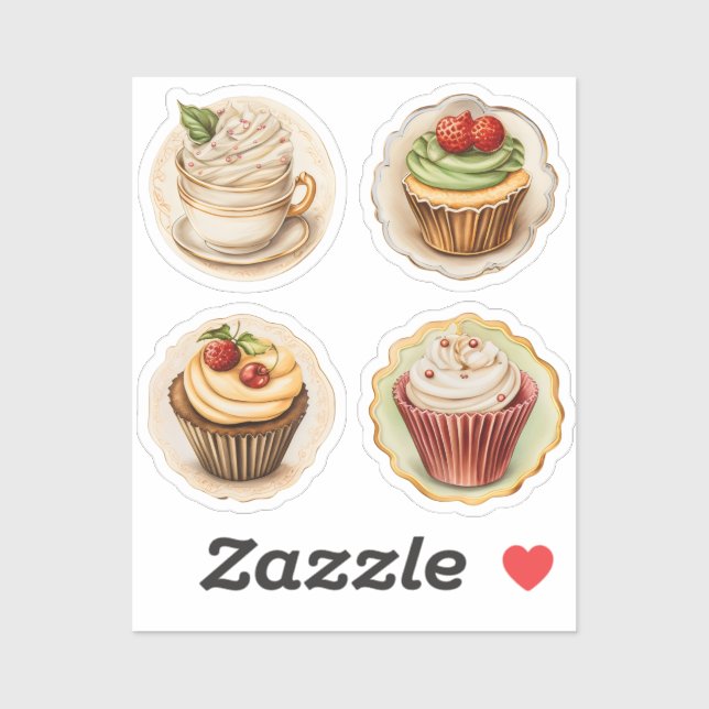 Adesivo Cupcakes e xícaras 15 (Folha)