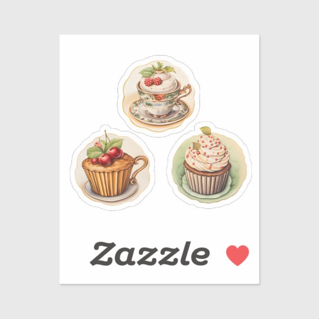 Adesivo Cupcakes e xícaras 2 (Folha)