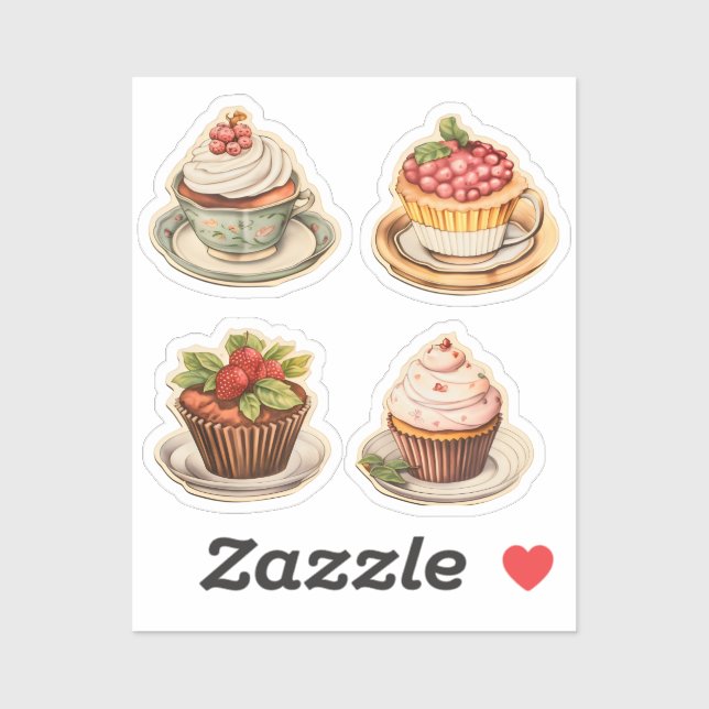 Adesivo Cupcakes e xícaras 5 (Folha)