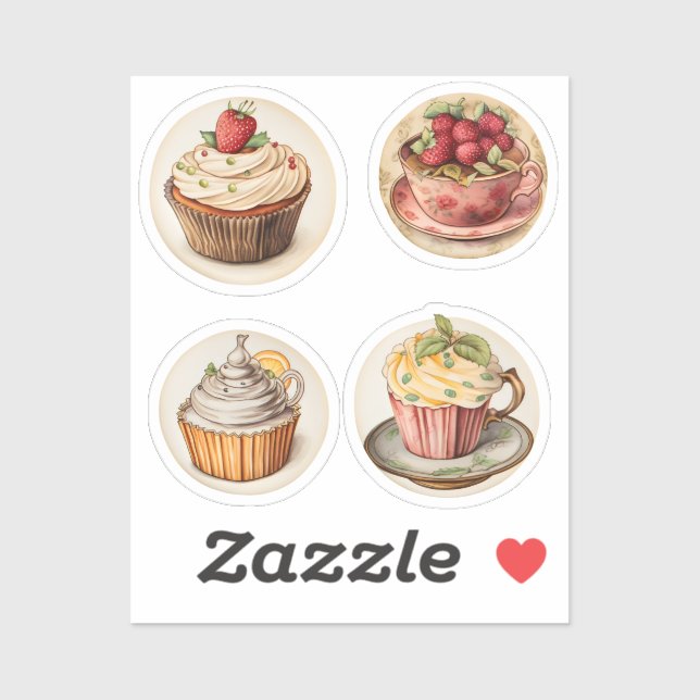 Adesivo Cupcakes e xícaras 7 (Folha)