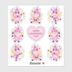 Adesivo Cupid Unicorns para Dia de os namorados