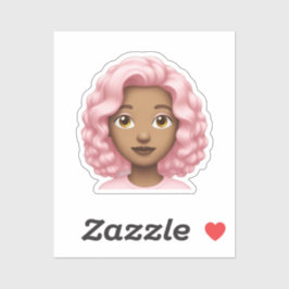 Adesivo Curly Pink-Haired Emoji