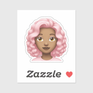 Adesivo Curly Pink-Haired Emoji