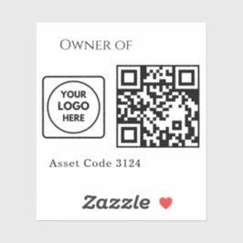 Adesivo Custom Asset QR | Company Property Business Logo