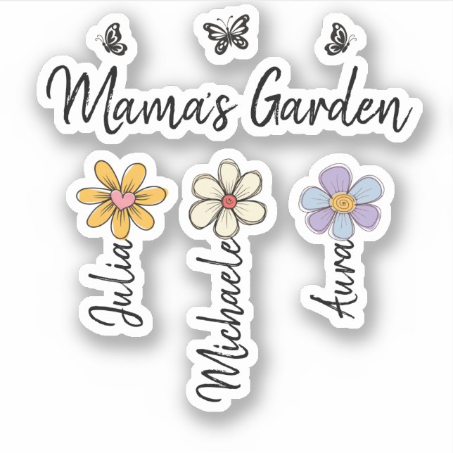 Adesivo Custom Birth Flower Mug Names, Mama's Garden Gift (Frente)