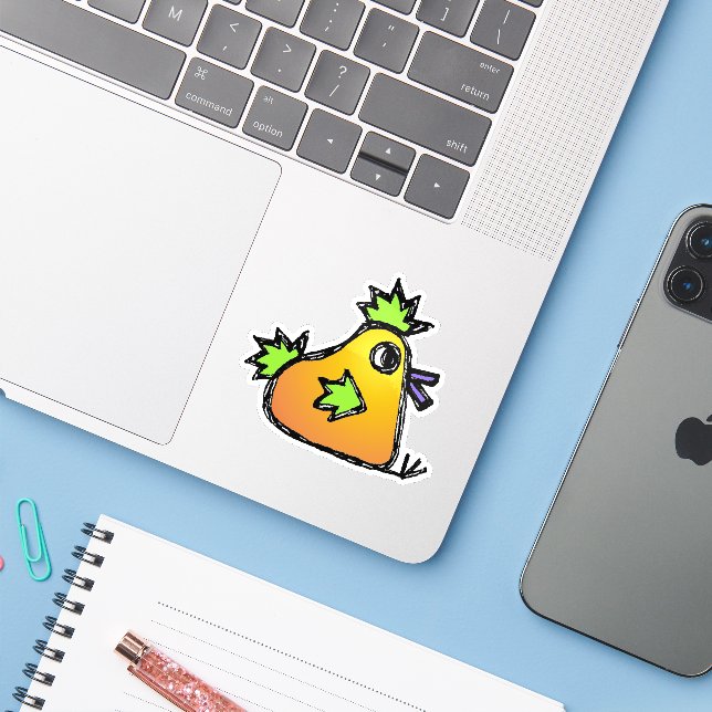 Adesivo Custom-Cut Vinyl Sticker - Chester Chicken (Notebook com iPhone)