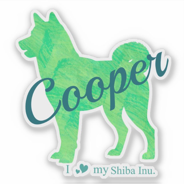Adesivo Custom Cute Pastel Green Color Shiba Inu – Dog (Frente)