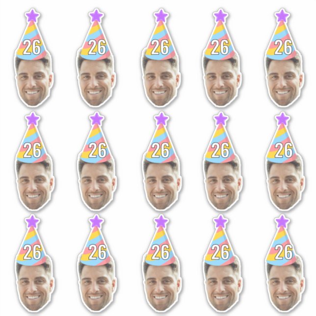 Adesivo Custom Face 20th 30th 40th 50th 60th 70th Birthday (Frente)