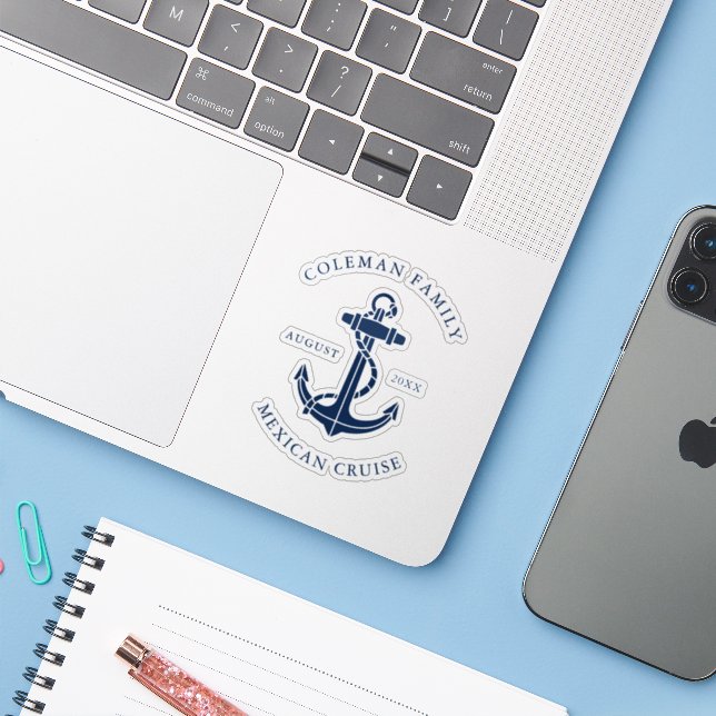 Adesivo Custom Family Cruise Nautical Boat Anchor Swag (Notebook com iPhone)