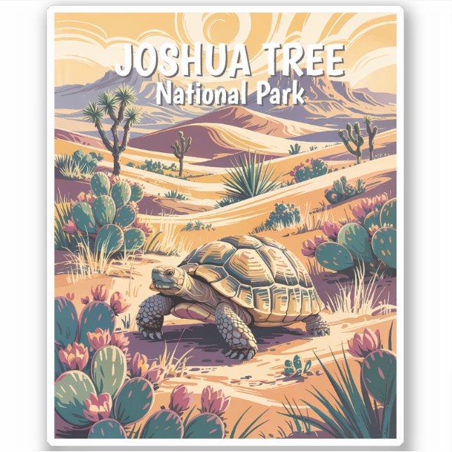 Adesivo Custom Joshua Tree Tortoise Retro Desert Landscape (Frente)