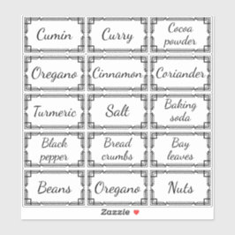 Adesivo Custom Minimal Kitchen Spices Storage Labels