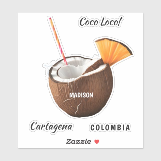 Adesivo Custom Name & Location Coco Loco (Folha)