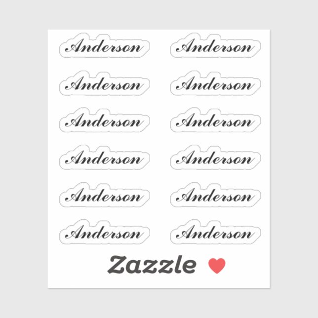 Adesivo Custom Script Name Stickers One Dozen Per Sheet (Folha)