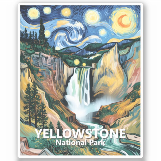 Adesivo Custom Text Yellowstone Falls Van Gogh Colorful (Frente)