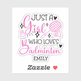 Adesivo Custom This Girl Loves Badminton Girly Pink