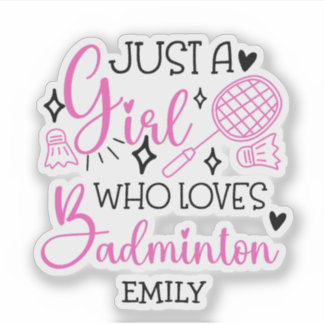 Adesivo Custom This Girl Loves Badminton Girly Pink