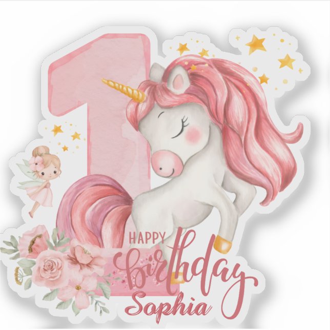 Adesivo Custom Unicorn 1st Birthday (Frente)