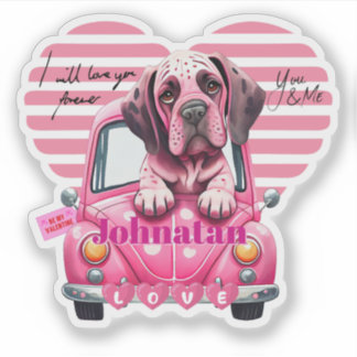 Adesivo Custom Valentine Dog Love You 