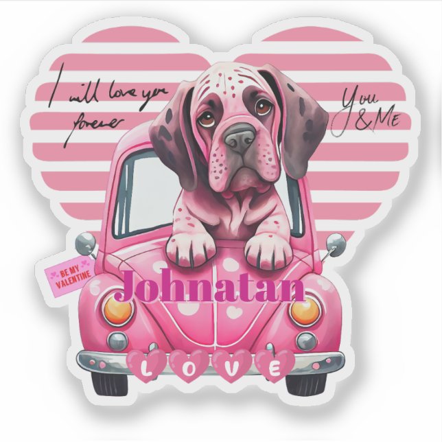 Adesivo Custom Valentine Dog Love You  (Frente)