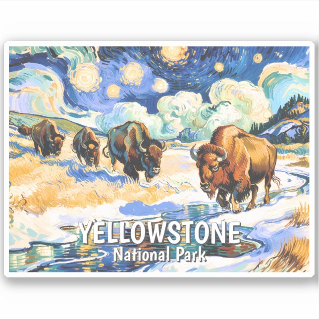 Adesivo Custom Yellowstone Wildlife Buffalo Vibrant Nature (Frente)