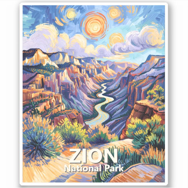 Adesivo Custom Zion National Park Canyon Sunset Colorful (Frente)