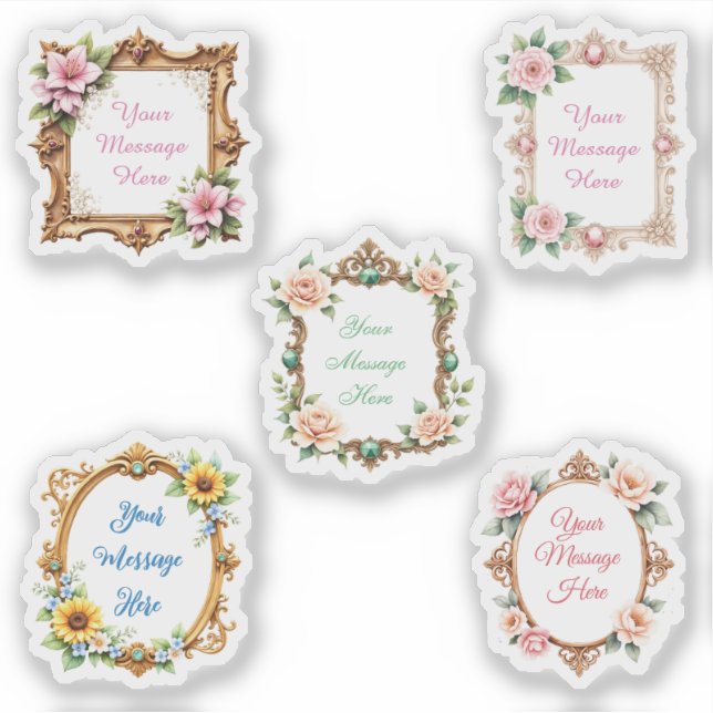 Adesivo Customizable Message in Floral Frame Stickers (Frente)
