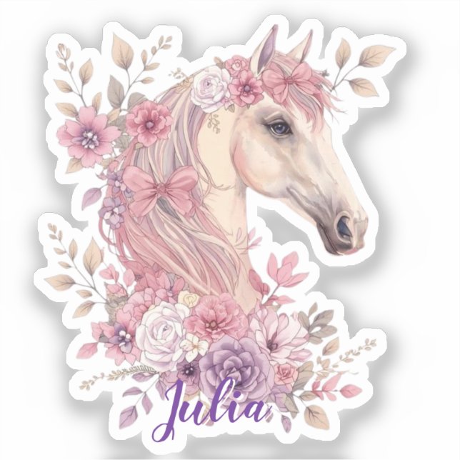Adesivo Customizable Pretty Ponies and Petals Horse (Frente)