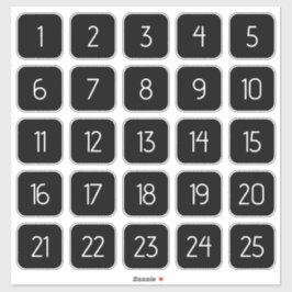 Adesivo Customizable Square Number Stickers White on Black