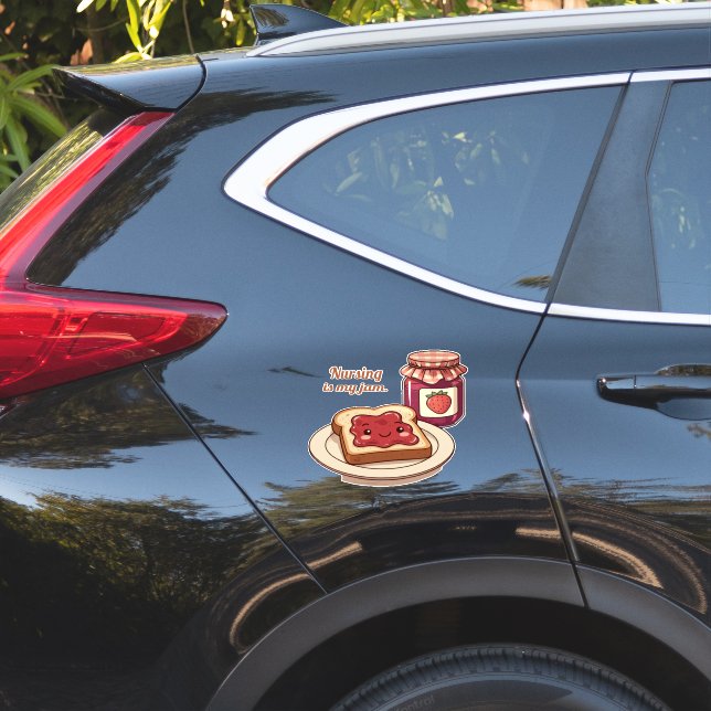 Adesivo [Customize] is my jam - cute jam and toast cartoon (Lado do carro)