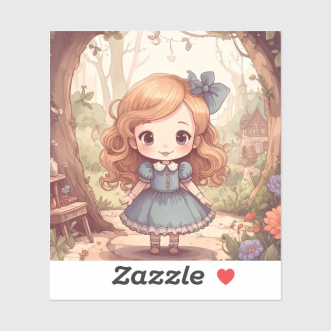 Adesivo Cute Alice in Wonderland Whimsical Woodland Art (Folha)